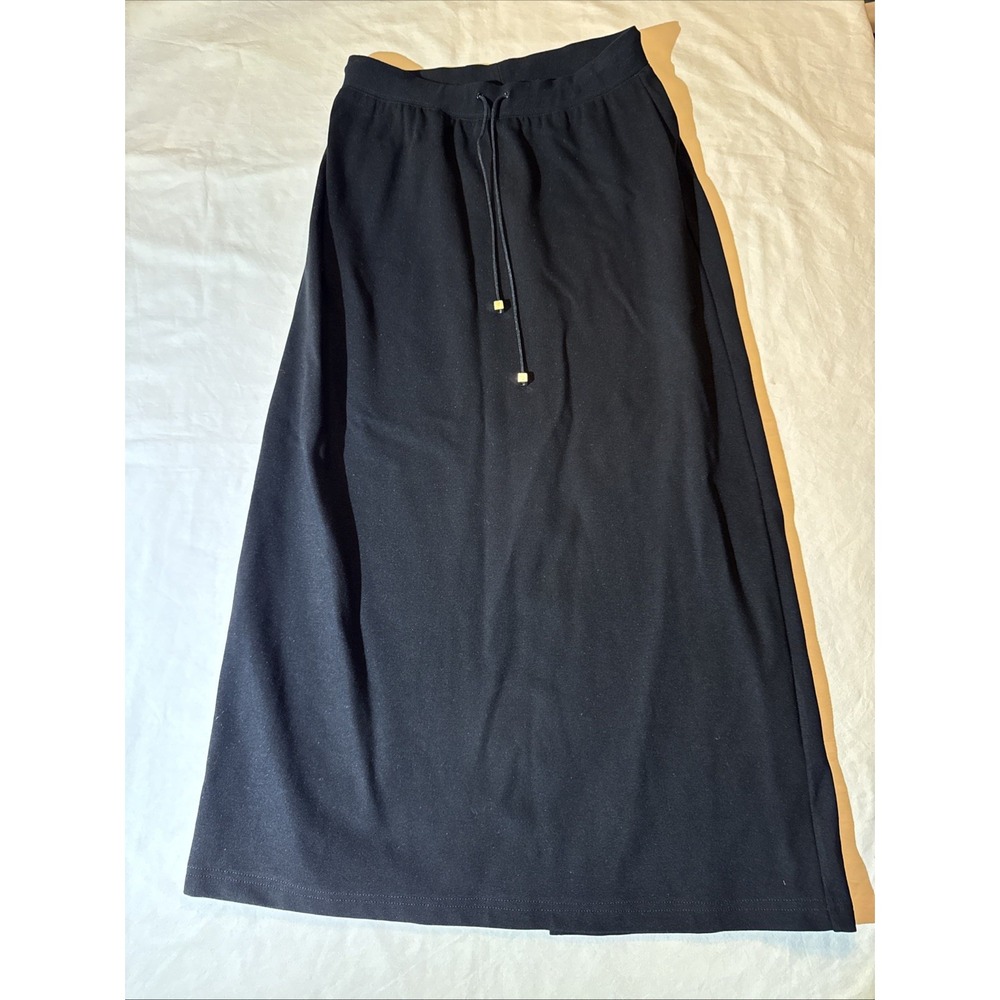 Willi Smith Stretch Black Long Skirt Womens Small Made In USA Straight Pencil